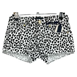 Juicy Couture (24) White Black Wild Cheetah Denim Micro Mini Shorts Cutoffs NWT
